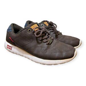 Levi's Perforated Brown Leather Sneaker Lace-Up Chunky Unisex Mens 8.5